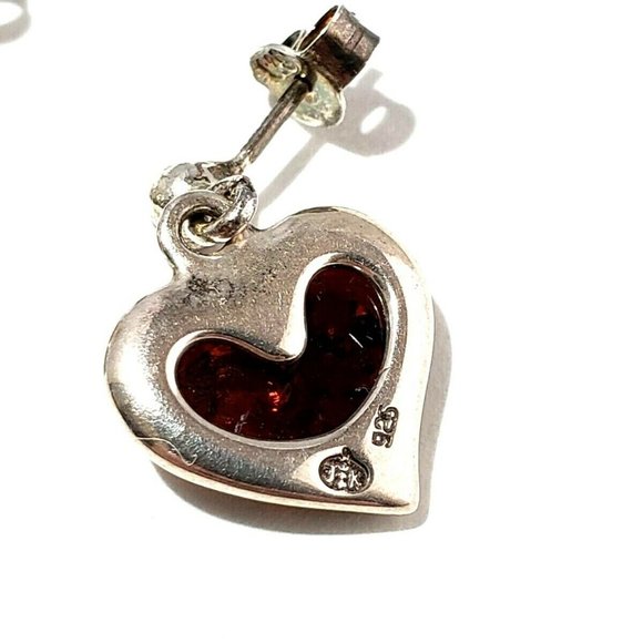 JK Designs Sterling Silver Baltic Amber Heart Dangle Earrings - Picture 7 of 7